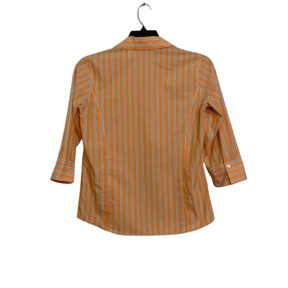 Liz Claiborne Non-Iron Women's Striped Button Down Collared Cotton Blouse - Picture 4 of 11